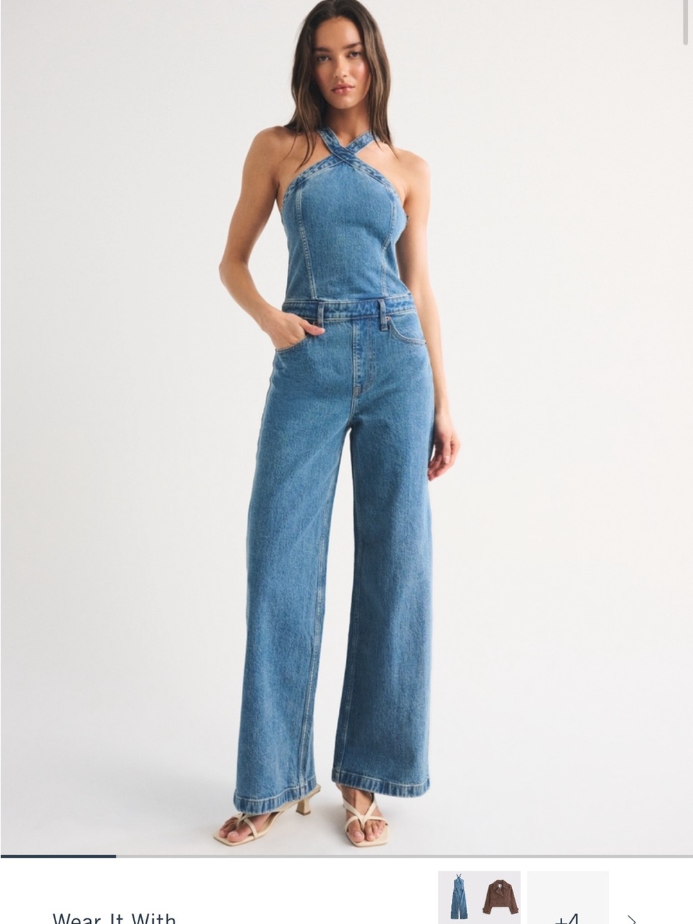 Abercrombie Halter Denim Jumpsuit